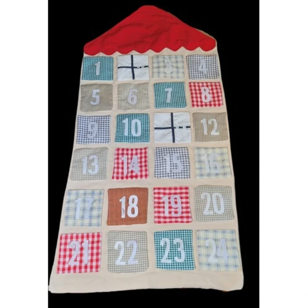 Fabric Advent Calendar Christmas Plaid Multicolor Unisex 24 Door Reusable